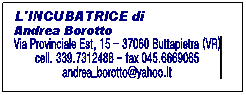 Casella di testo: L'INCUBATRICE di               Andrea Borotto   

